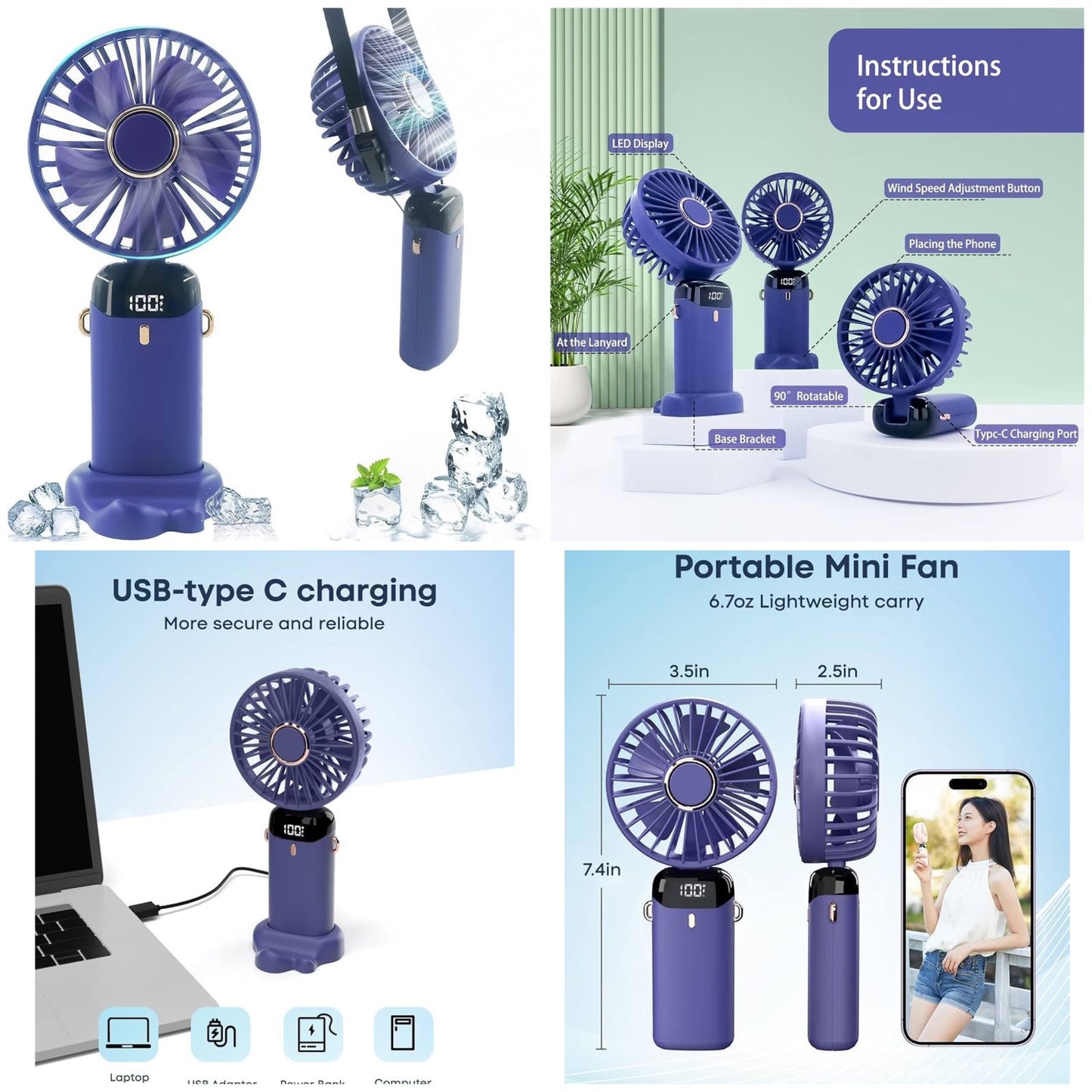 Rechargeable Digital Mini Fan